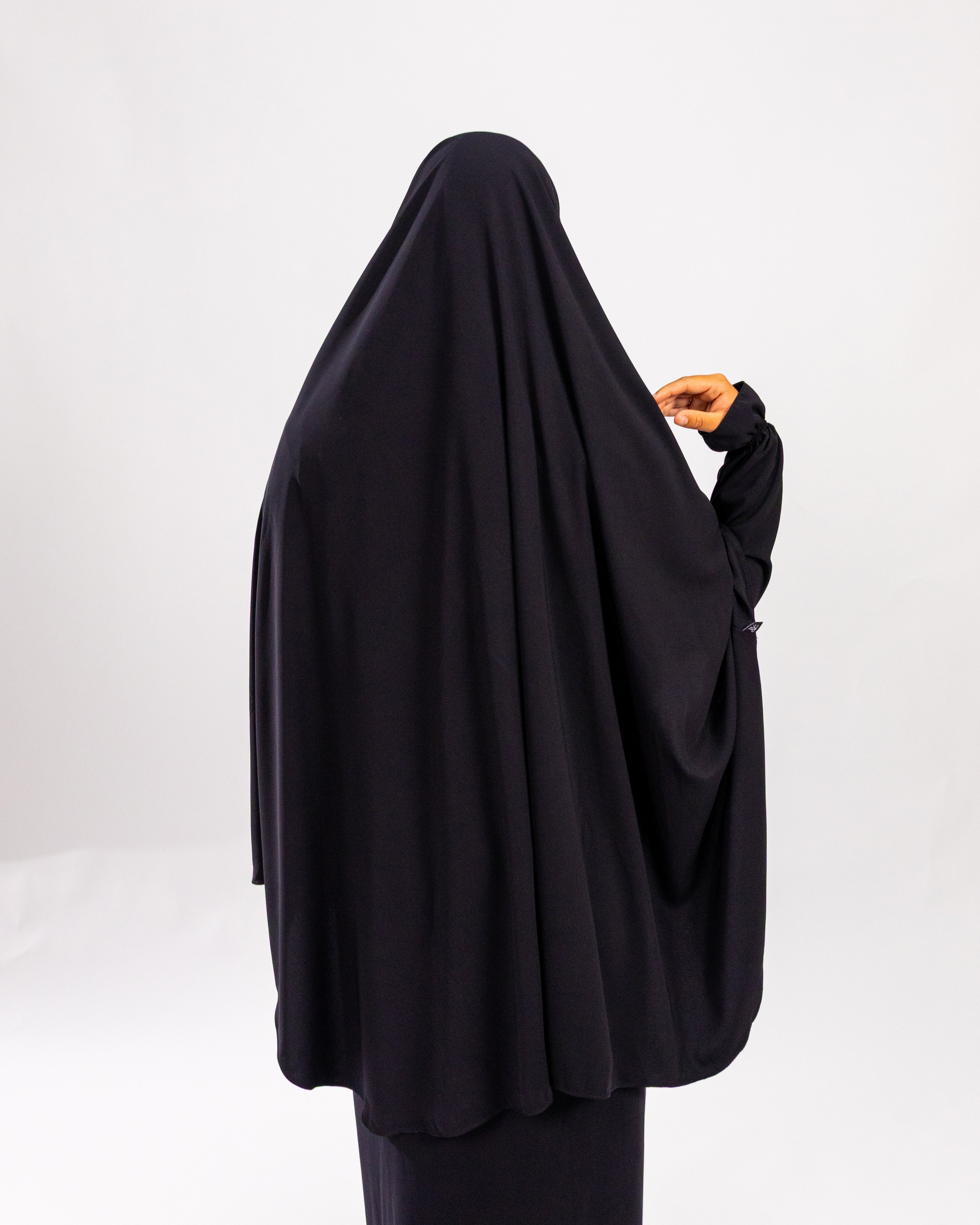 Tieback Round Khimar <br>- Black