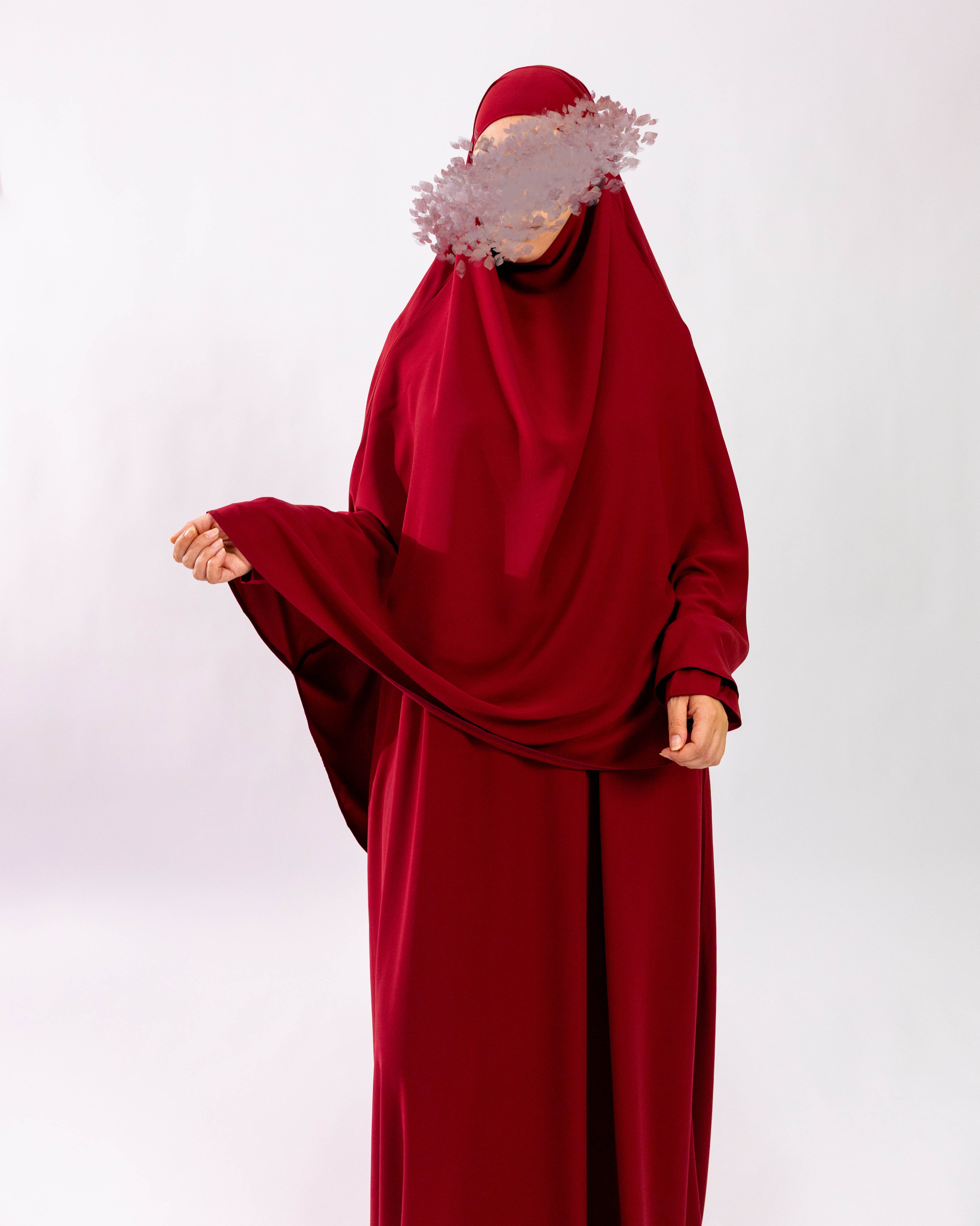 Tieback Round Khimar <br>- Bordeaux