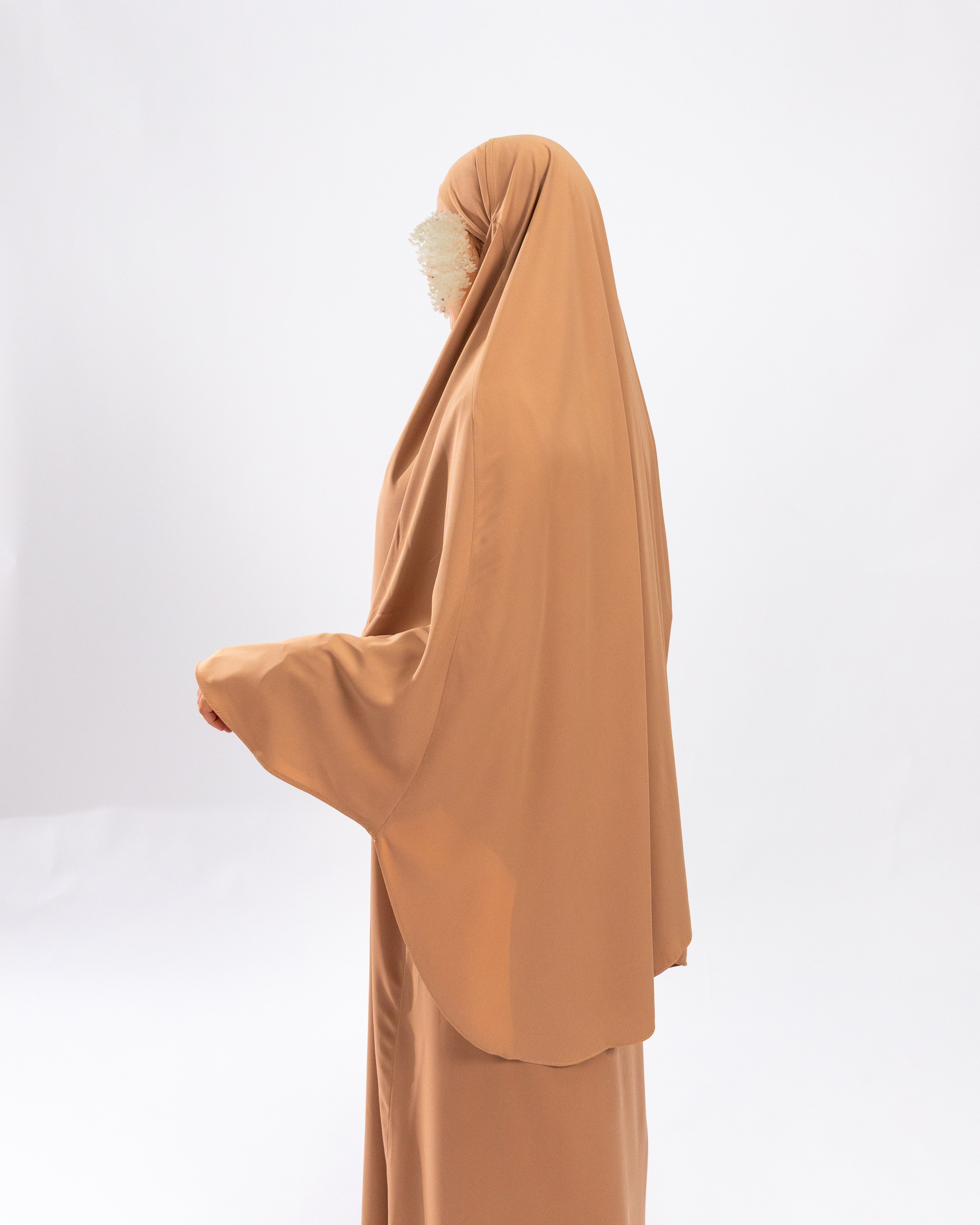 Tieback Round Khimar <br>- Caramel