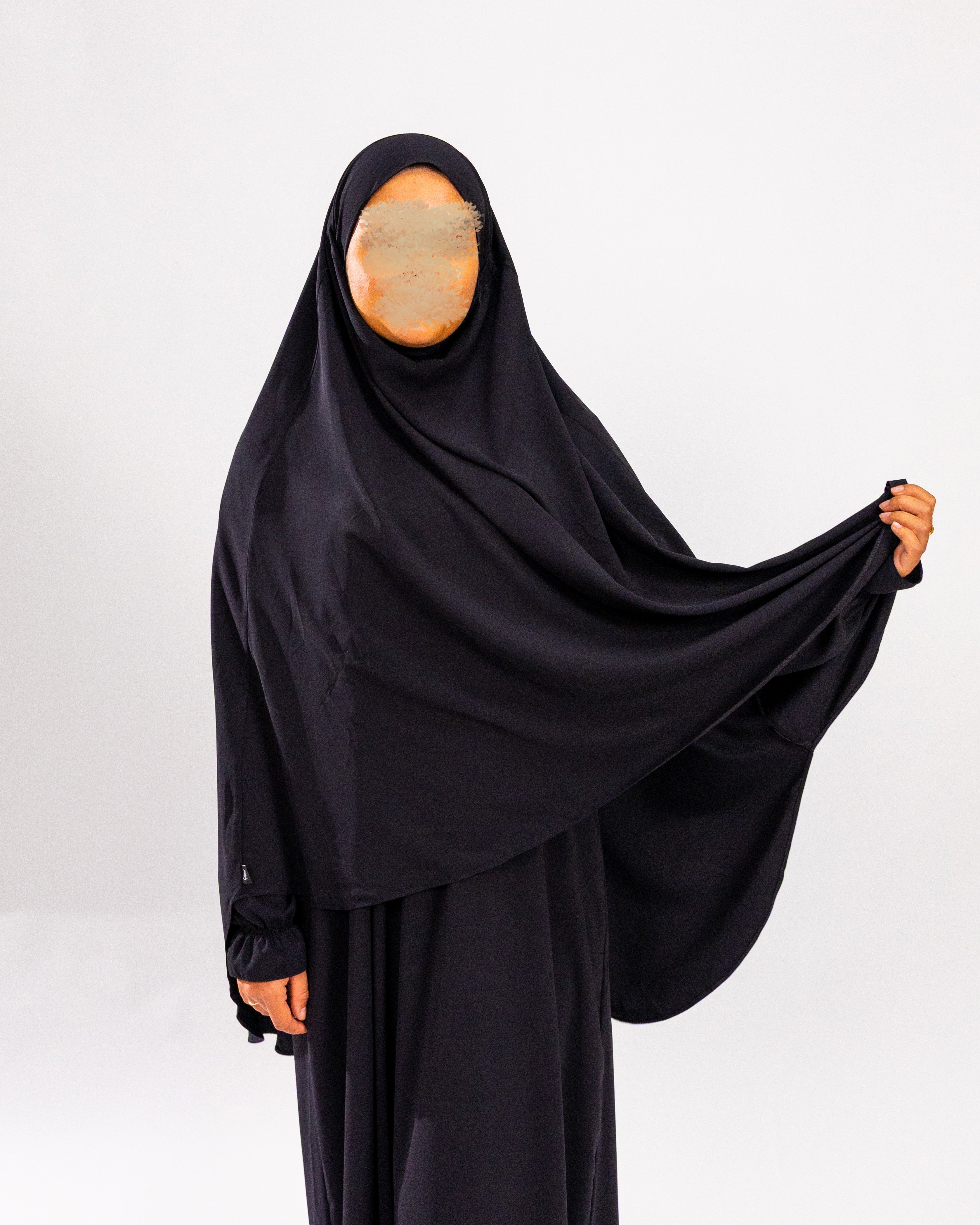 Tieback Round Khimar <br>- Black